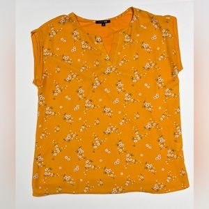 Papermoon Mixed Material Shirt, Size S, Mustard, Flower